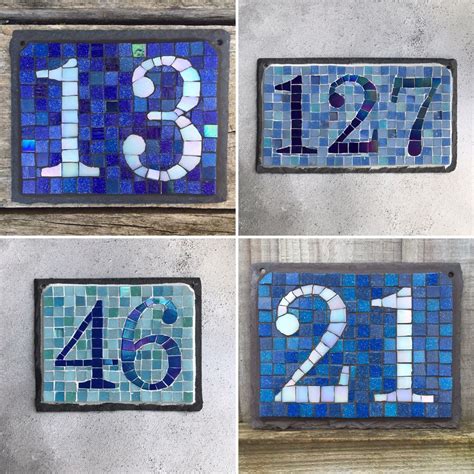 metallic house number mosaic|mosaic house numbers diy.